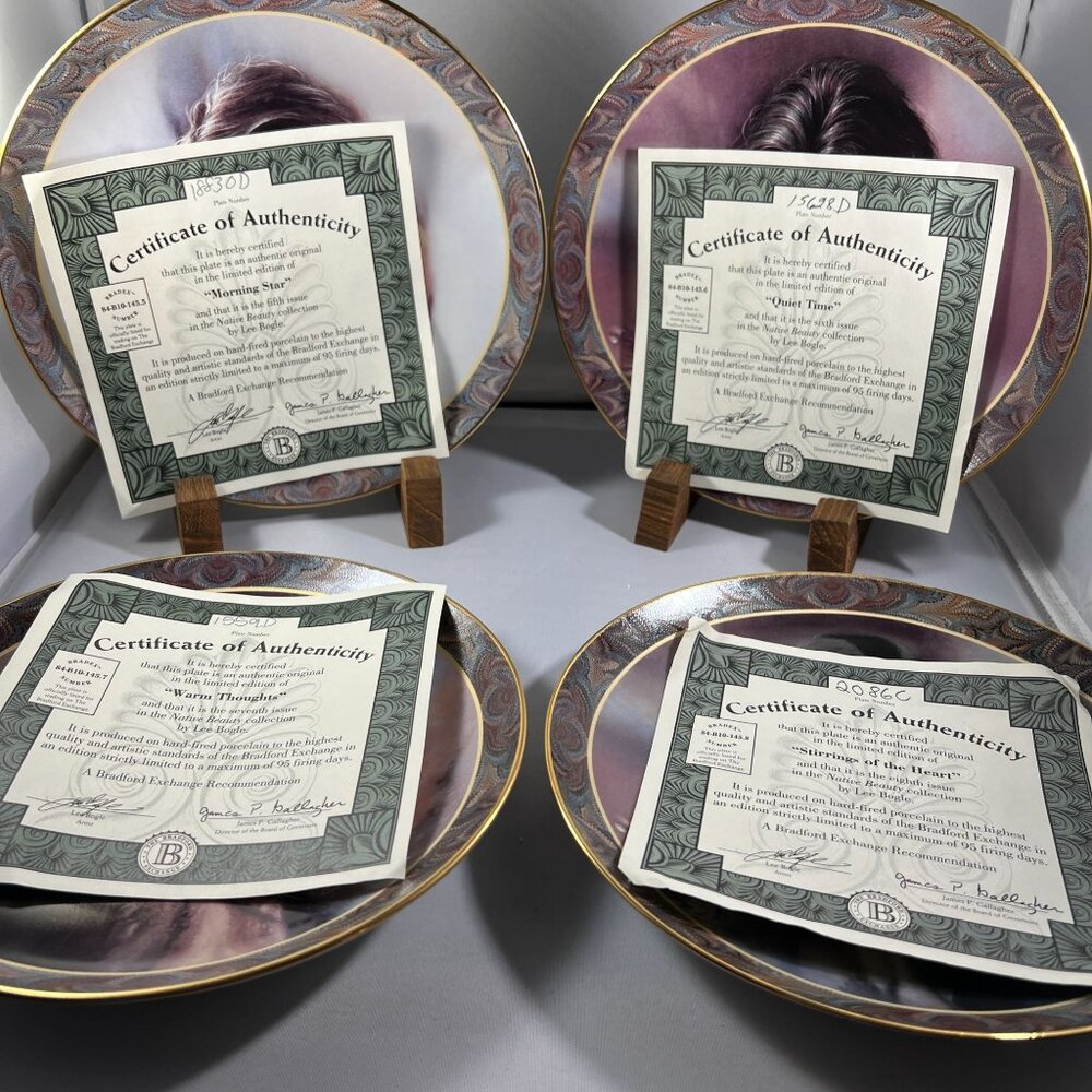 Set of 4 Plates Bradford Exchange - Native Beauty - Native American Inspired - W - Picture 6 of 10